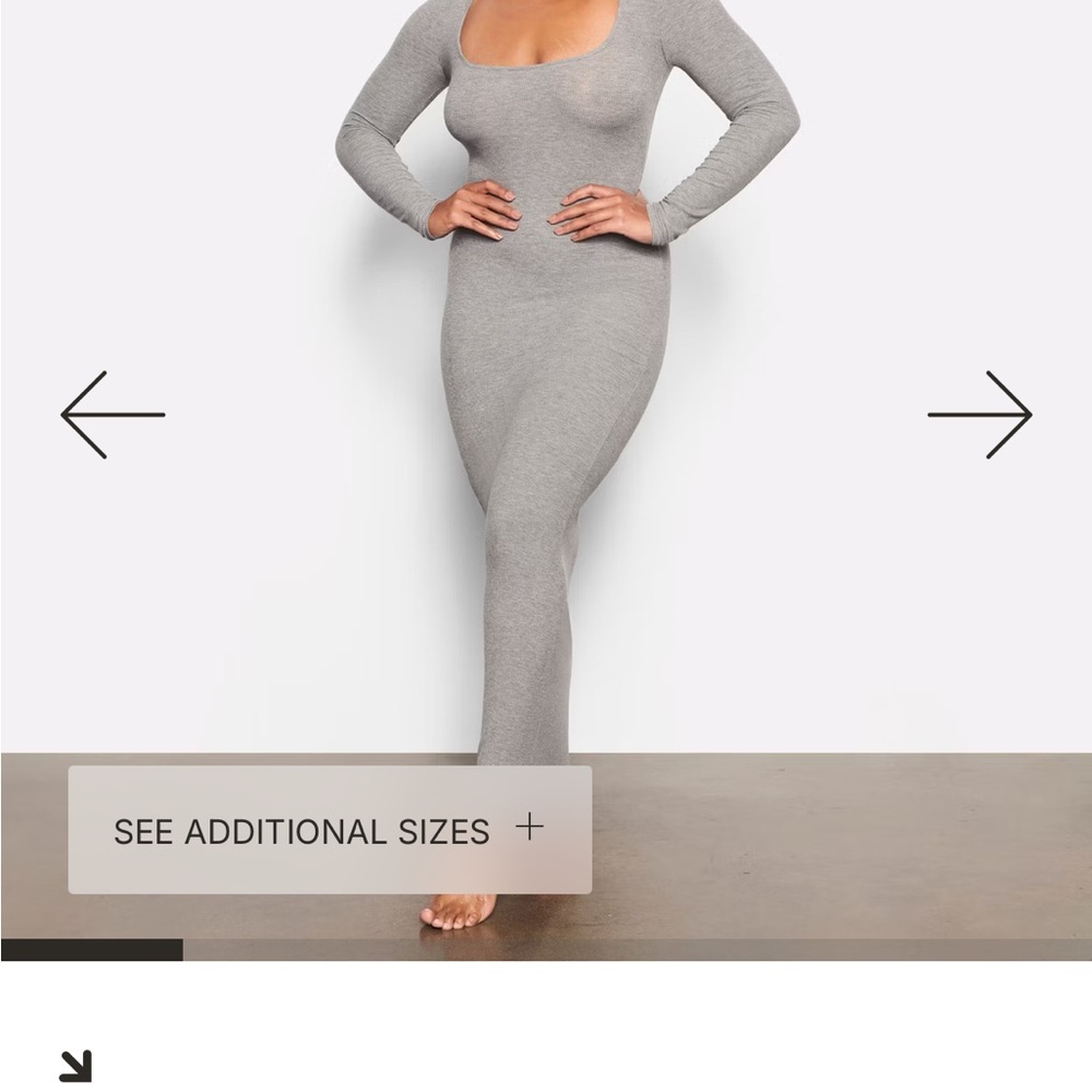 SKIMS Heather Gray Long Sleeve Dress